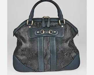Gucci dark blue python with horsebit detail