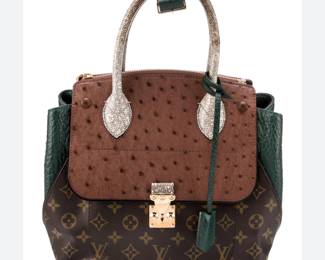 Louis Vuitton Green monogram ostrich python leather handbag