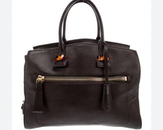 Tom Ford Goatskin black leather top handle bag
