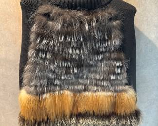 Max Mara fur sweater poncho