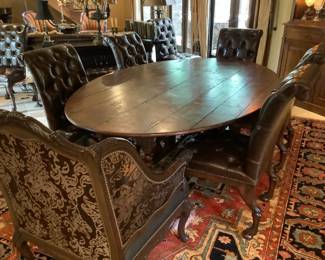 Antique Dual Drop Leaf Gate Legged Wake/Dining Table with turned legs