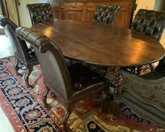 Antique Dual Drop Leaf Gate Legged Wake/Dining Table with turned legs