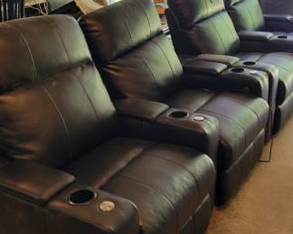 Movie Theater Leather Black Electric Chairs . 2 Chairs Are Connected Together .Selling Them Separately