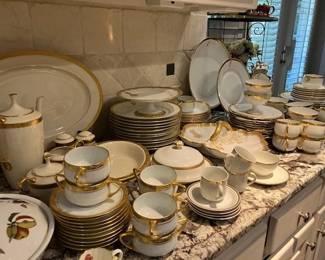 Lovely gold/white china, antique French and Bavarian