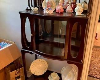 Mirrored antique whatnot cabinet