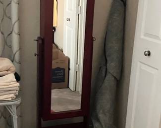 Two full length mirrored jewelry chests