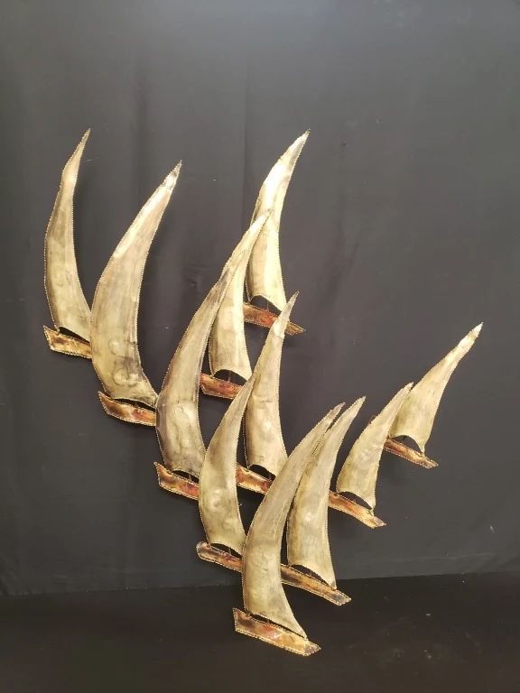 Brass sailboat wall art decoration