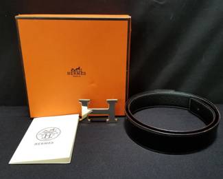 Hermes leather men's reversible belt
