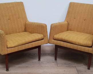 Pair of Jens Risom Design mid-century modern arm chairs