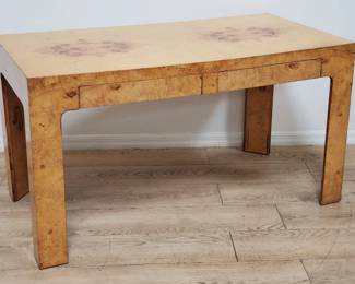Milo Baughman style burl wood writing table / desk