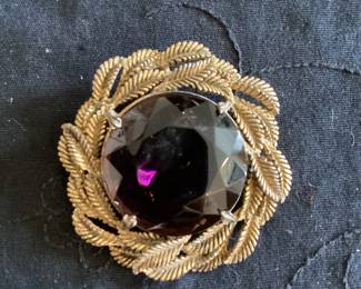 Vintage purple glass brooch