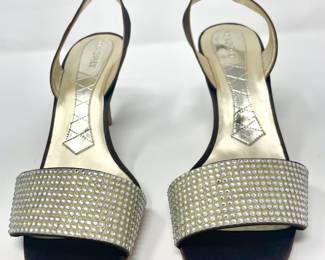 Magrit Leather and Crystal Sling Back High Heel Sandals
Size 38 1/2