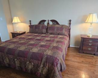 Headboard • Comforter • Mattress & Box Spring • End Tables • Lamps
