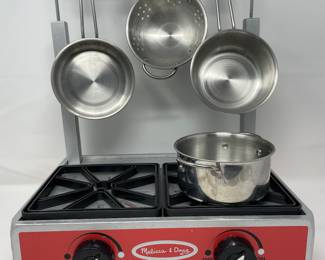 Children’s Melissa & Doug Stovetop with (4) Metal Pans Set