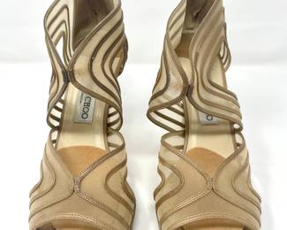 Jimmy Choo Leather & Mesh Open Toe Shoes
Size 38 1/2