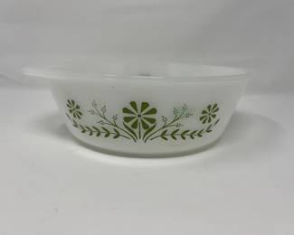 Vintage Glasbake Green Daisy Casserole Dish