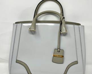 A Bellucci Gray Patent Leather Handbag