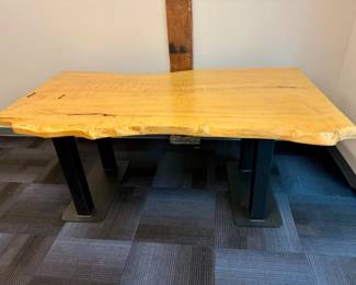 94 LiveEdgeWoodSlabTable73NaturalTopwSturdyModernBase