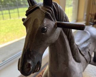 Carved wood antique rocking horse