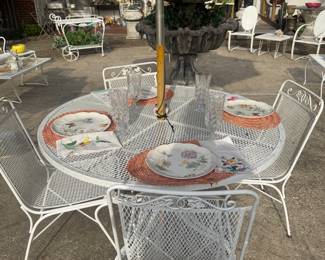 Frank Santerini vintage patio furniture , large concrete fountain