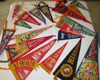 Collection of old felt pennants