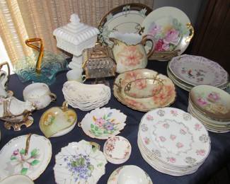 Lots of nice plates, dishes, mustache cups and more