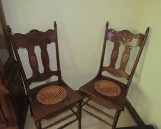 Pair of cane bottom chairs