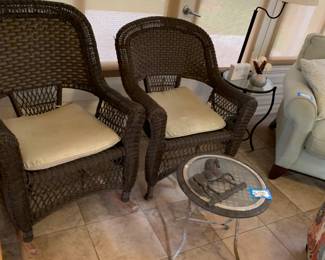 Rocking chair, set wicker chair and side table set