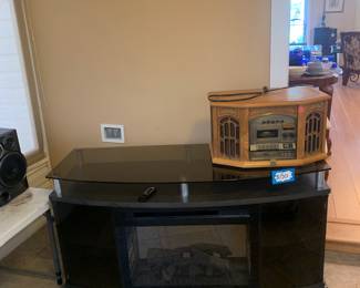Fireplace cabinet and stereo