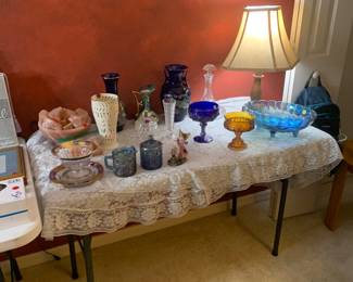 Lenox, carnival glass, salt lamp, chinoiserie vases and more