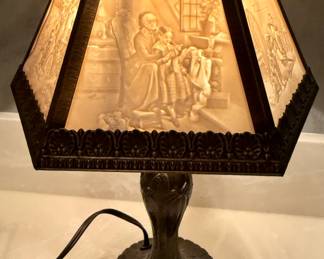 6-panel Victorian Lithophane vanity lamp (1 of 2)