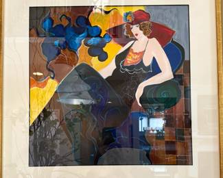 "Woman Reclining" Artwork Framed and Matted - Itzchak Tarkay