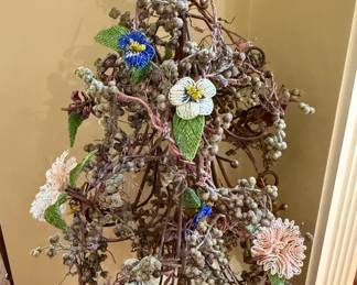 Grapevine Tree with Handmade Beaded Flowers