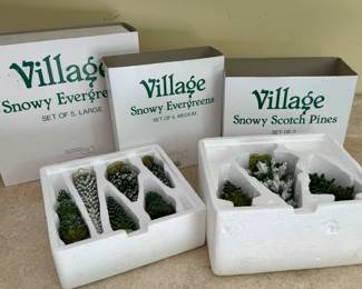 Village Snowy Evergreen and Snowy Scotch Pines sets