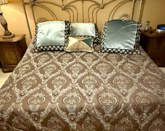King size distressed metal bedframe with Well Tucked adjustable mattress