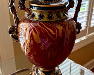 Red and Gold Marbled Urn