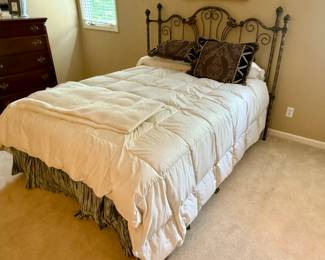 Queen size distressed metal headboard and mattress set