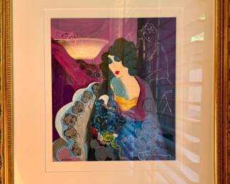 "Charlotte Sitting" Serigraph Framed and Matted 303/350 - Itzchak Tarkay