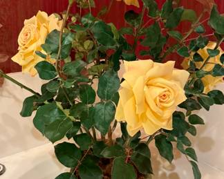 Artificial Yellow Roses in Vase