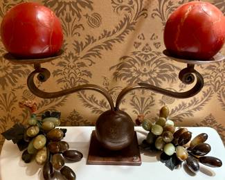 Candle Holder with Marble Grapes