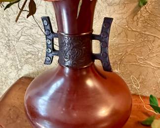 Red Vase with Double Handles