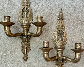 Pair of Brass Wall Sconces for Candles