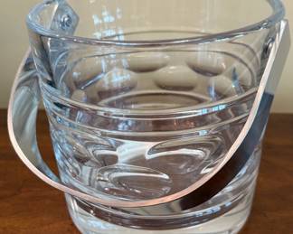 Crystal ice bucket with silver plate handle