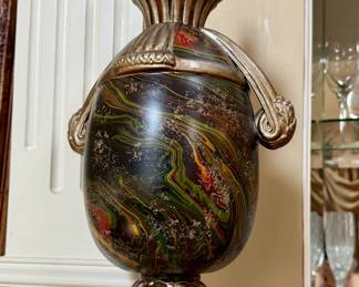 Black and Green Marbled Urn (1 of 2)