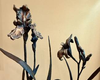 Floral bronze sculptures signed by Jim Gray