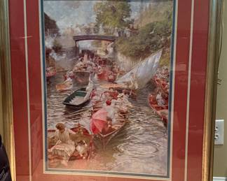 "Sunday Afternoon, Boulter's Lock" Artwork Framed and Matted - Edward John Gregory