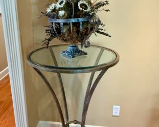 Metal and Glass-Top Accent Table