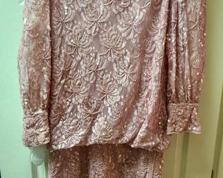 Beaded Evening Rose Blouse and Skirt - Lillie Rubin