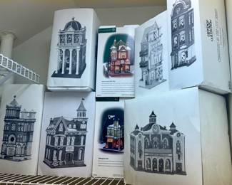Dept. 56 Heritage Village Collection handpainted porcelain buildings from the Christmastime in the City series