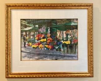 "Flower Vendor" Artwork 21/350- Framed and Matted - Jim Gray